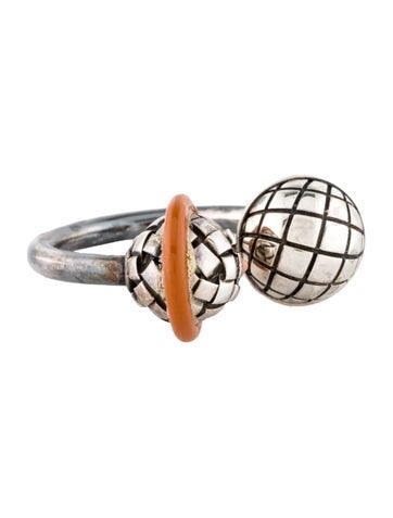 Bottega Veneta Cocktail Ring Enamel Double Globe 6.75
