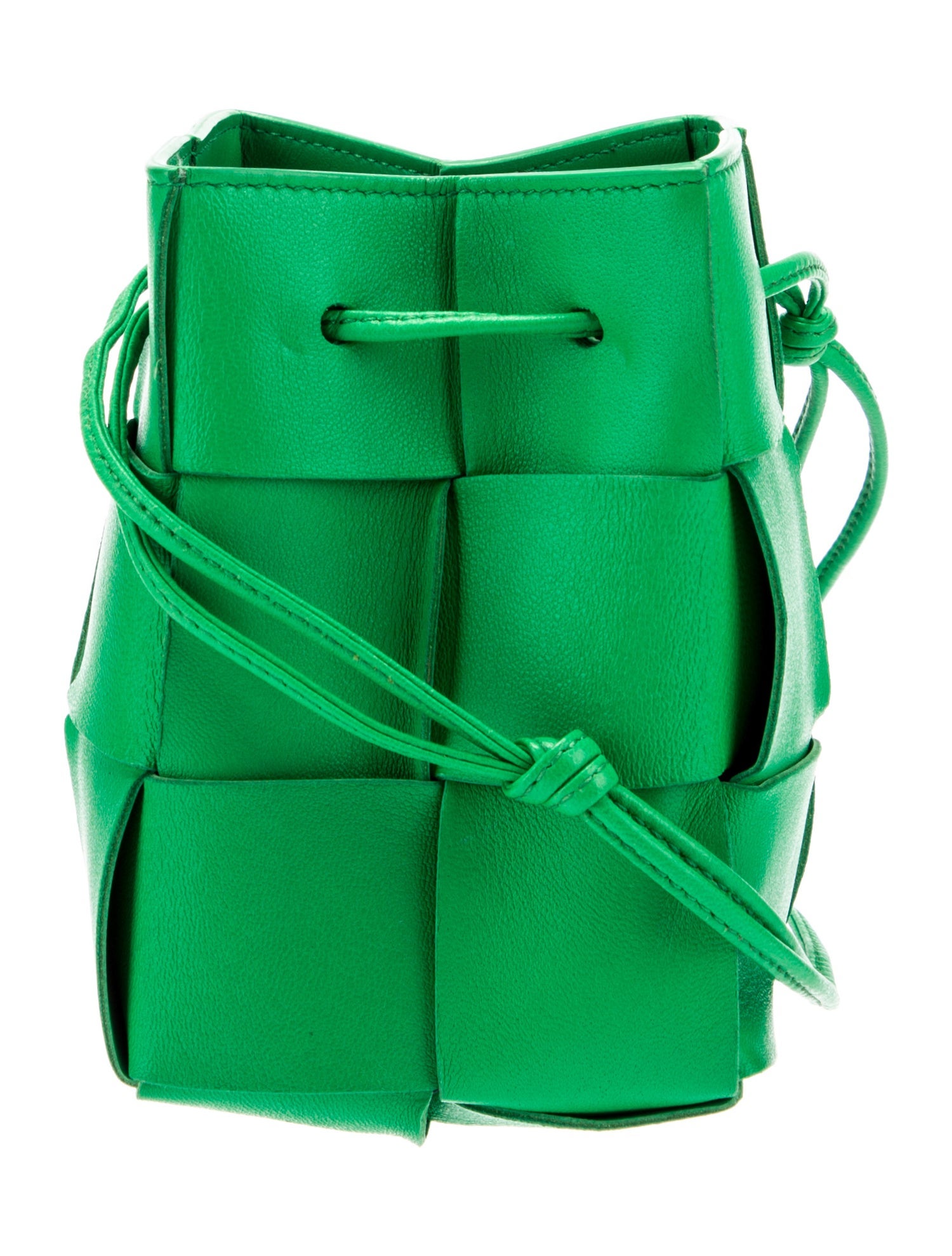 Bottega Fettucce Shoulder Bag Green Bucket Bags, Handbags