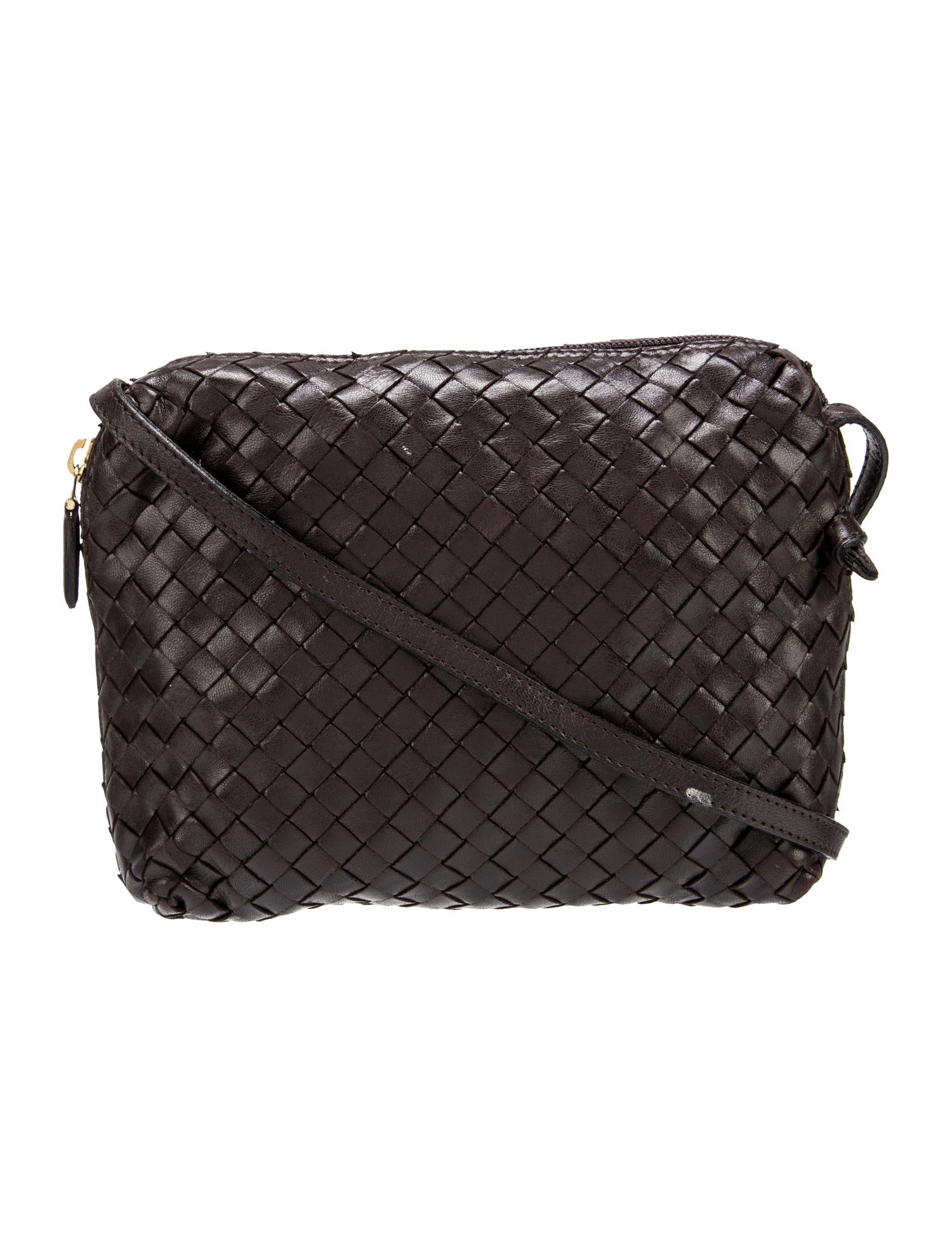 Bottega Intrecciato Messenger Bag Vintage Brown Crossbody Bags