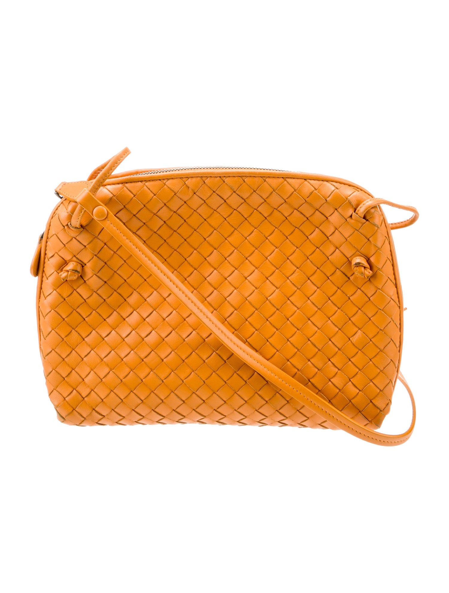 ■BOTTEGA VENETA■ Intrecciato Flap Shoulder Bag Orange 6094 Bottega Veneta Orange Intrecciato Leather Cassette Shoulder