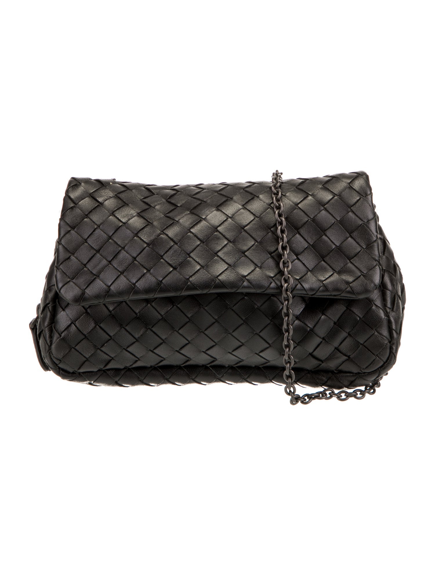 Bottega Leather Clutch Black Crossbody Bags, Handbags