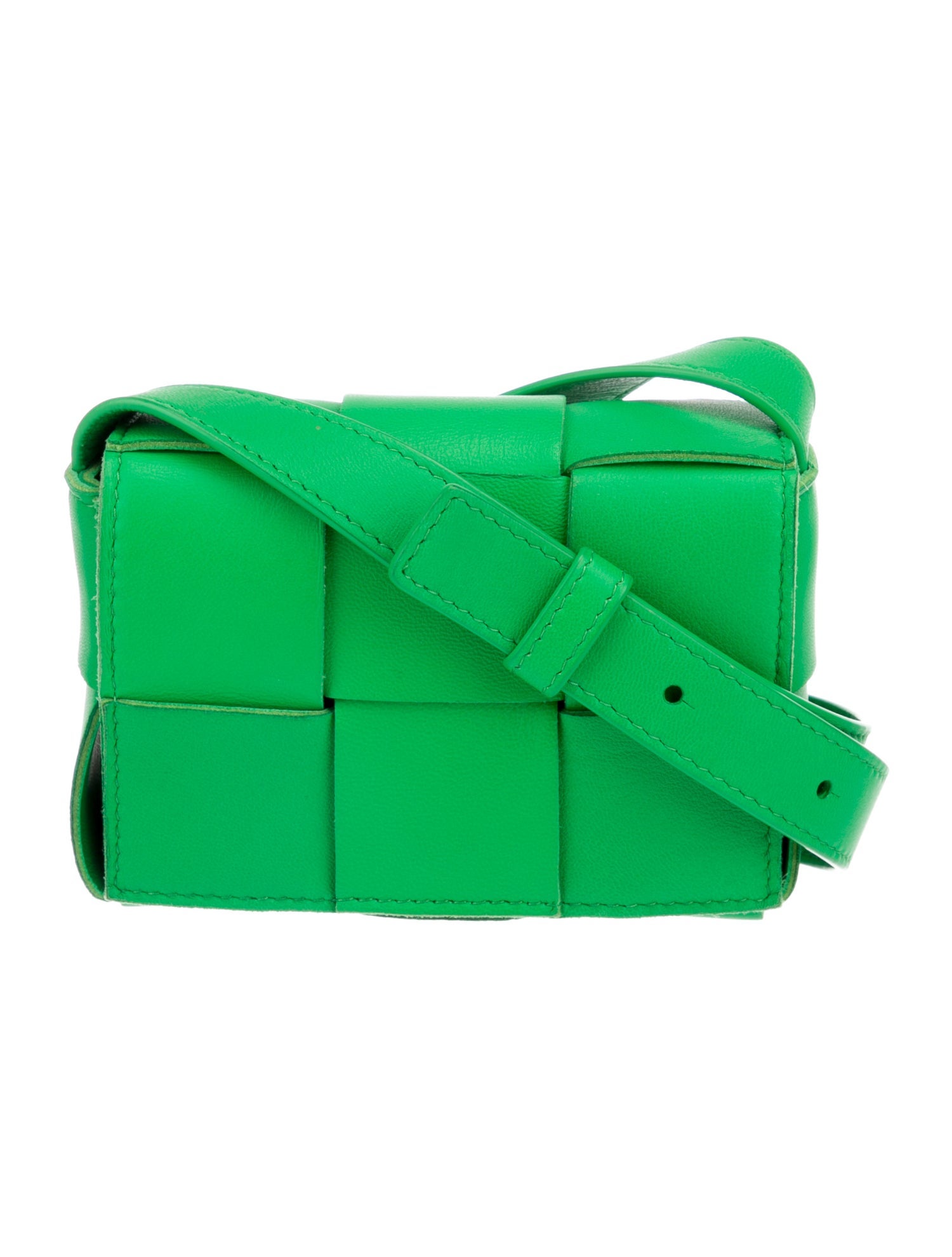 Bottega Intrecciato Cassette Green Crossbody Bags, Handbags