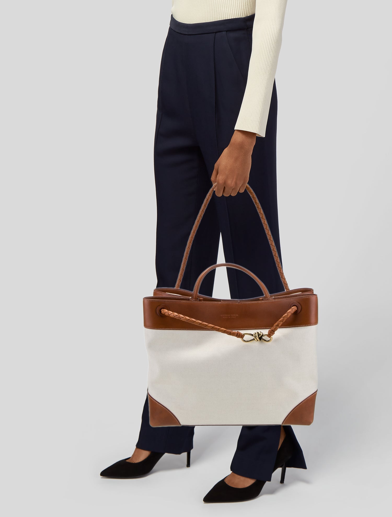 Bottega Veneta Andiamo Canvas Tote Large