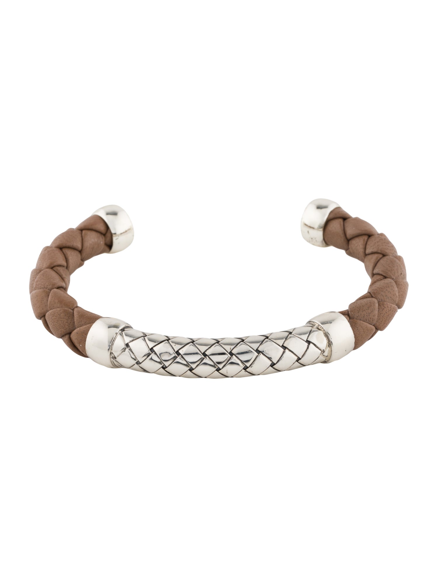 Bottega Veneta Leather Woven Cuff Bracelet