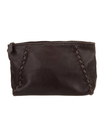 Bottega Veneta Leather Zip Top Pouch