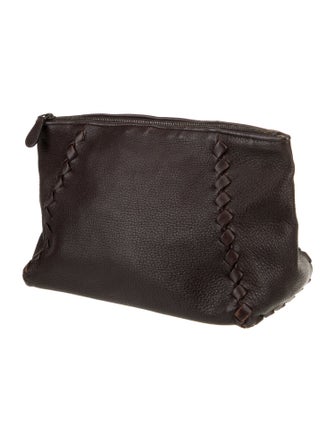 Bottega Veneta Leather Zip Top Pouch