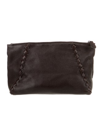 Bottega Veneta Leather Zip Top Pouch