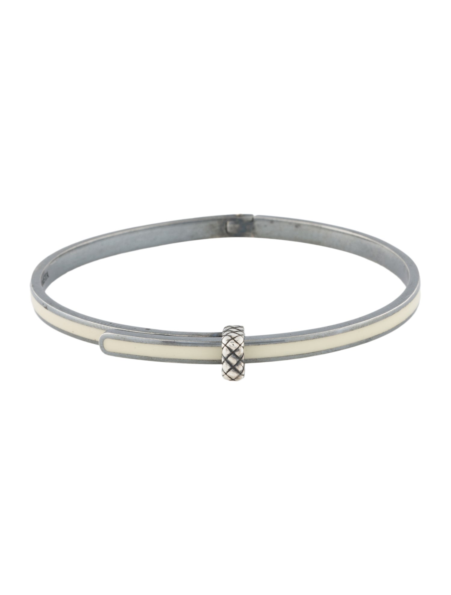 Bottega Veneta Enamel Intrecciato Hinged Bangle Bracelet