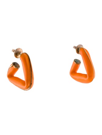 Bottega Veneta Enamel Triangular Hoop Earrings
