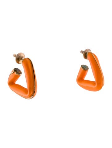 Bottega Veneta Hoop Enamel Triangular Earrings