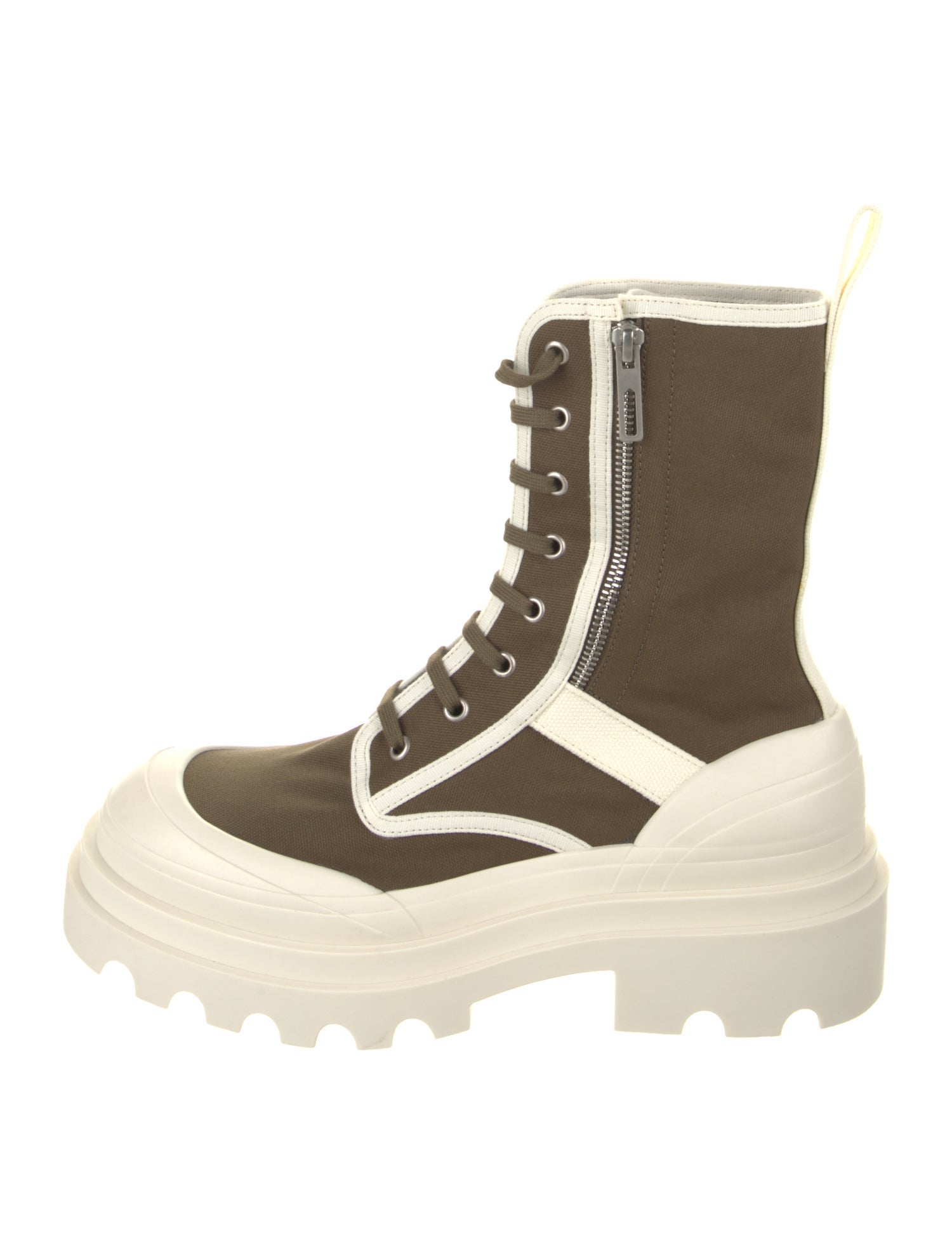 Bottega Veneta Canvas Colorblock Pattern Combat Boots