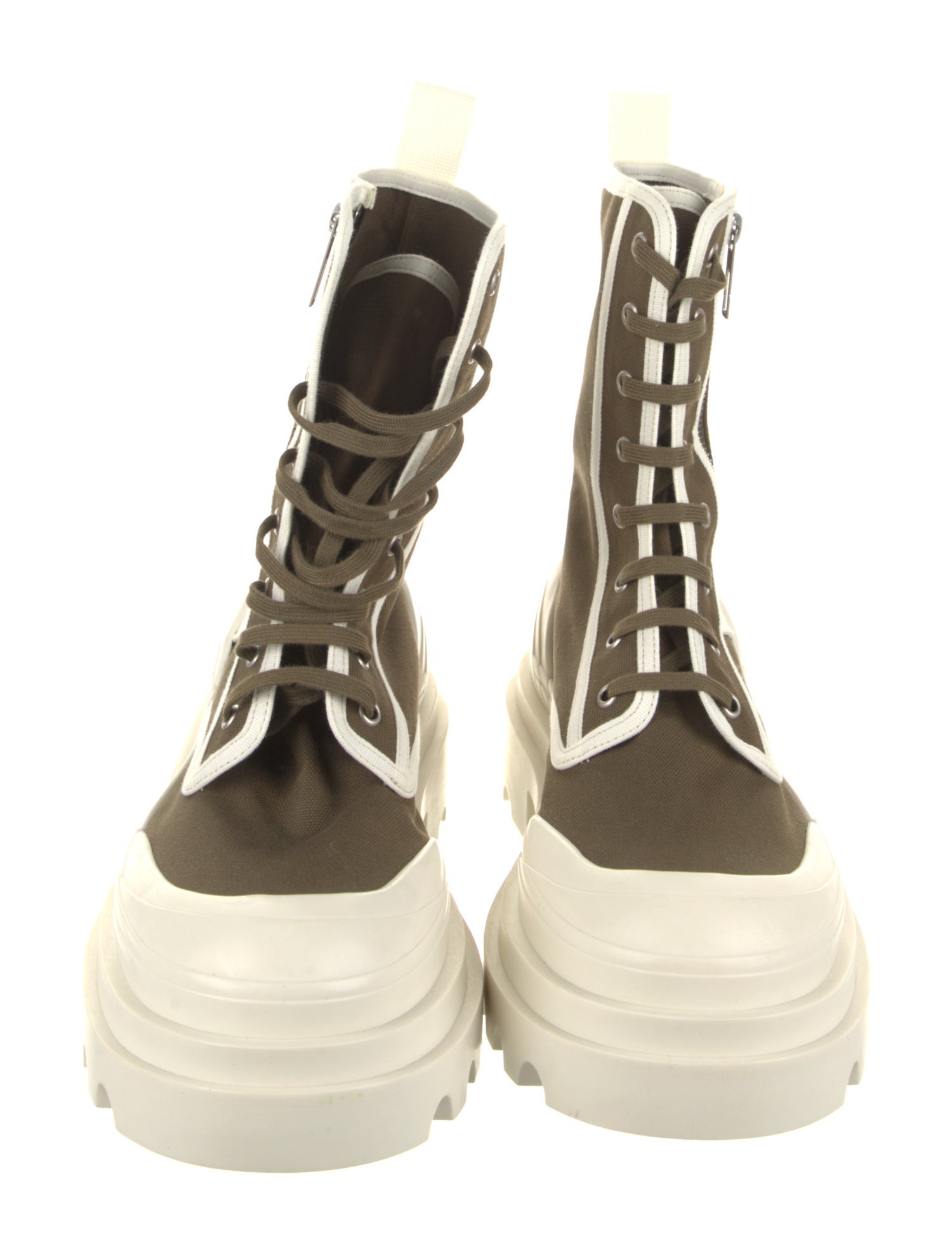 Bottega Veneta Canvas Colorblock Pattern Combat Boots