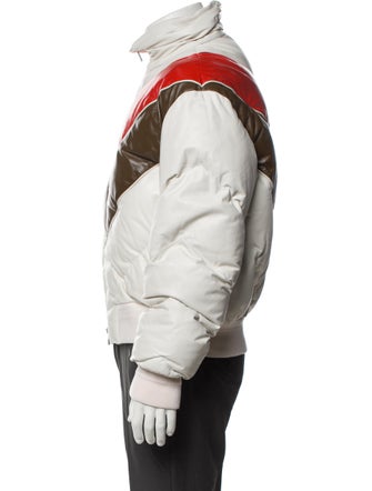 Bottega Veneta Lambskin Colorblock Pattern Puffer Coat