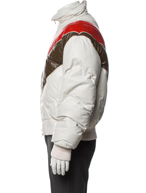 Bottega Veneta Lambskin Colorblock Pattern Puffer Coat