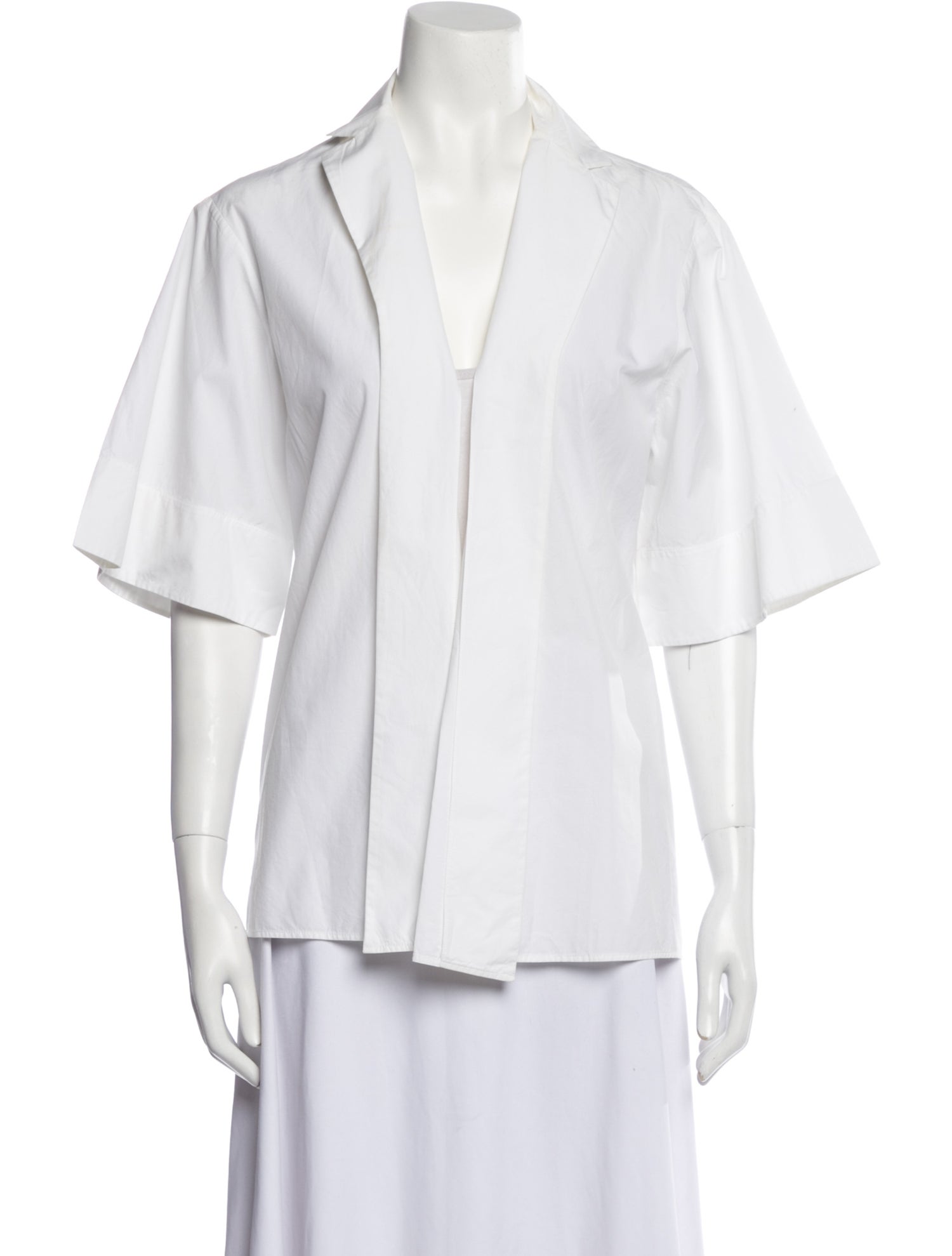 Bottega Veneta V-Neck Three-Quarter Sleeve Button-Up Top