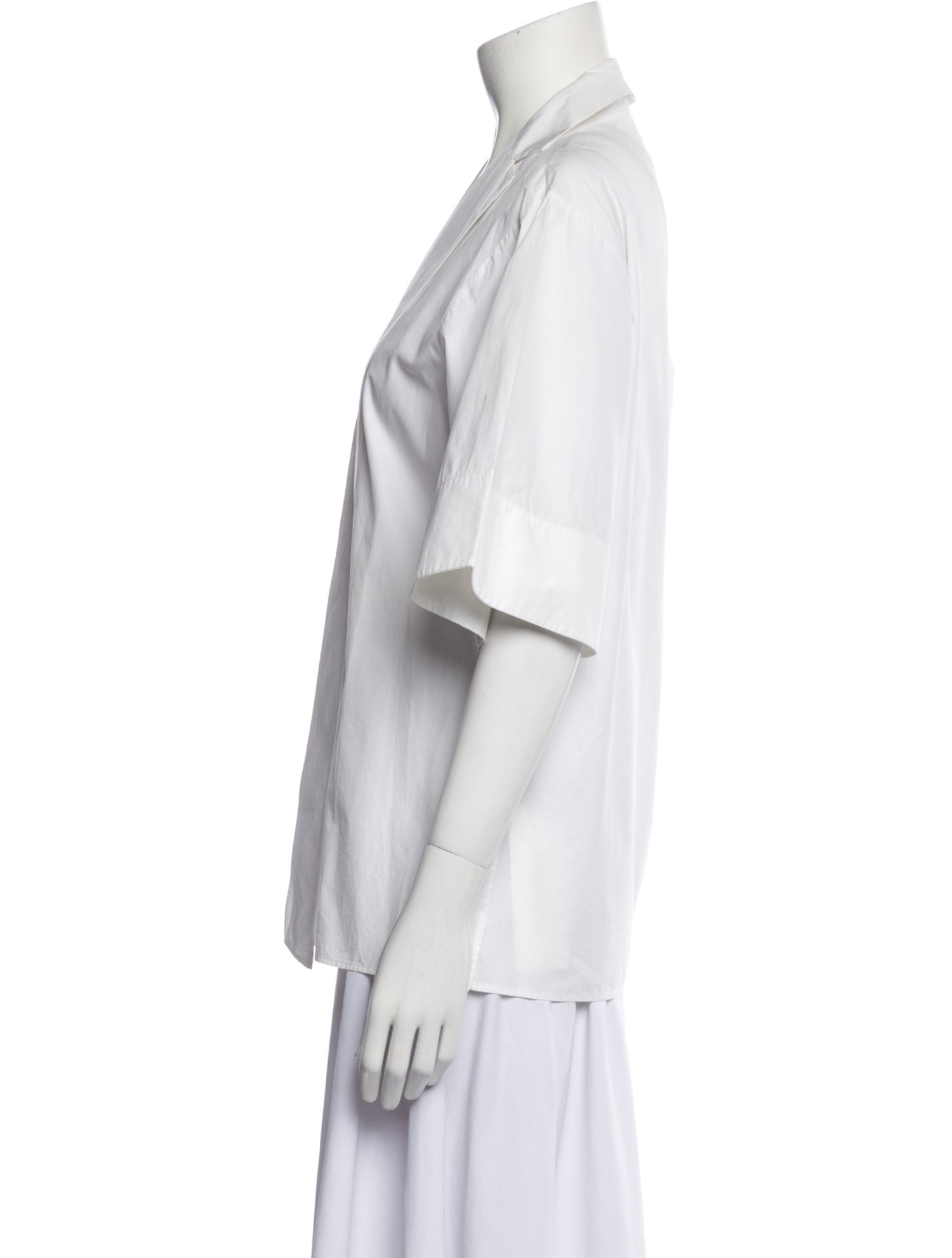 Bottega Veneta V-Neck Three-Quarter Sleeve Button-Up Top