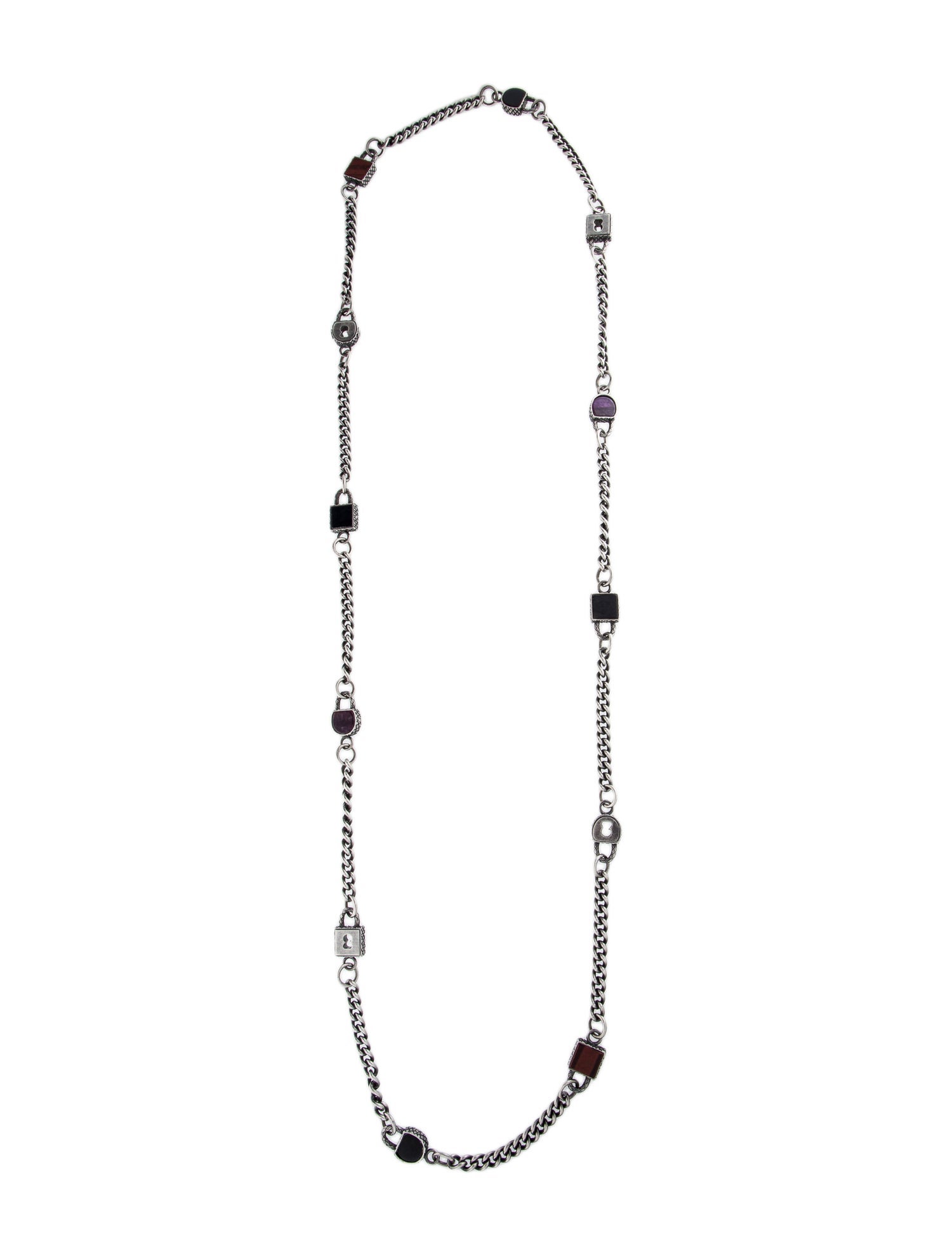 Bottega Veneta Multistone Lock Station Necklace