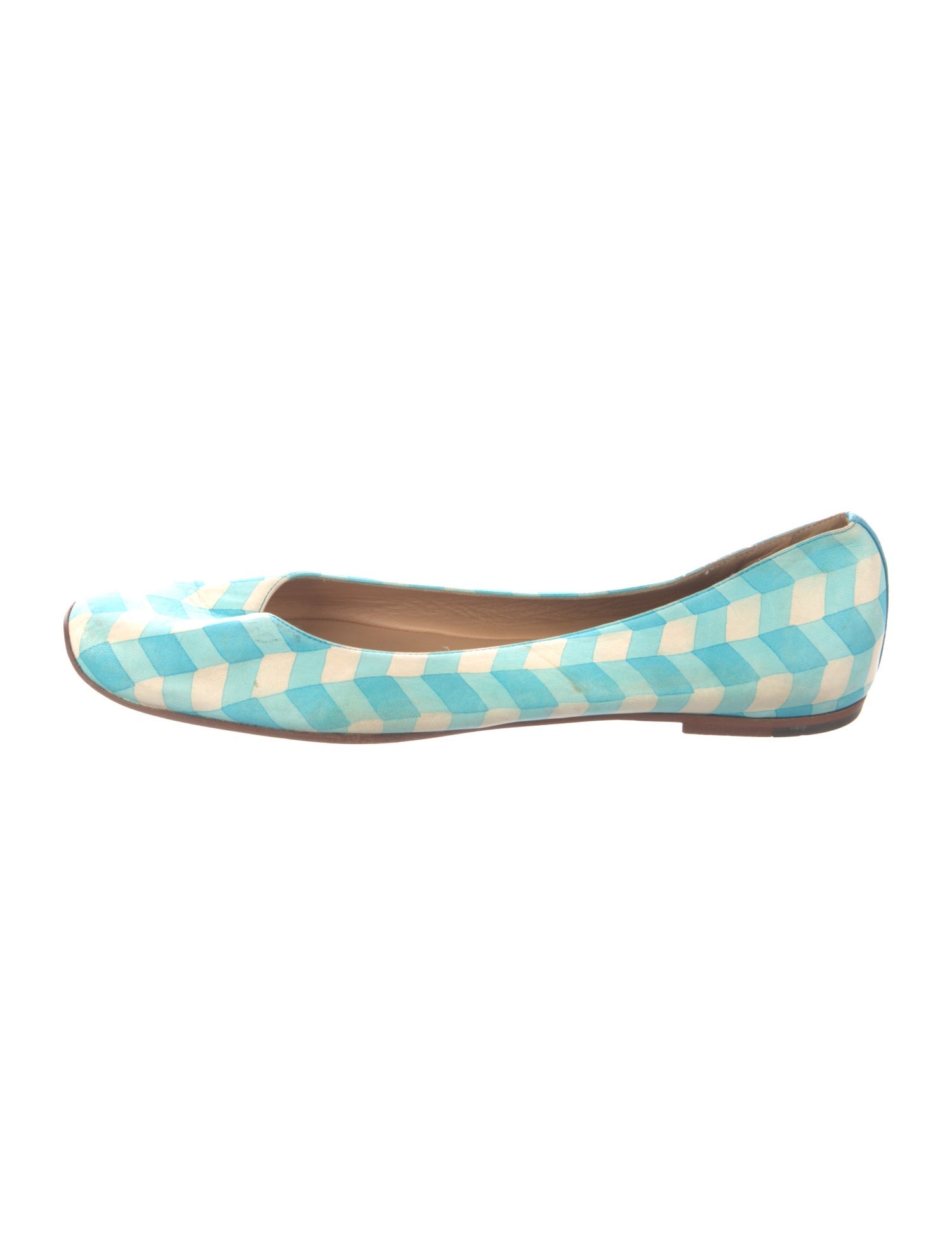 Bottega Veneta Leather Plaid Print Ballet Flats