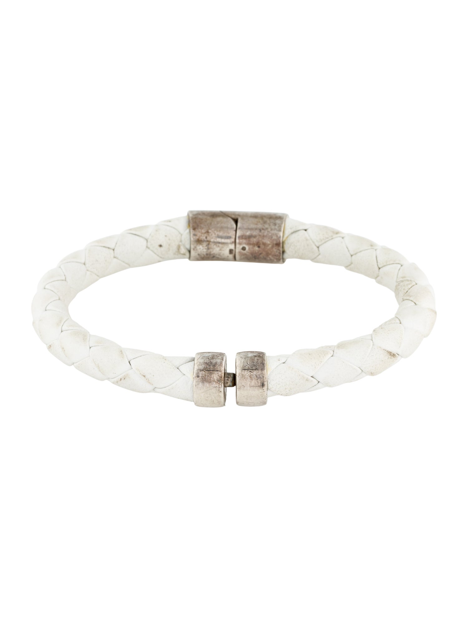 Bottega Veneta Leather Braided Hinged Bangle Bracelet