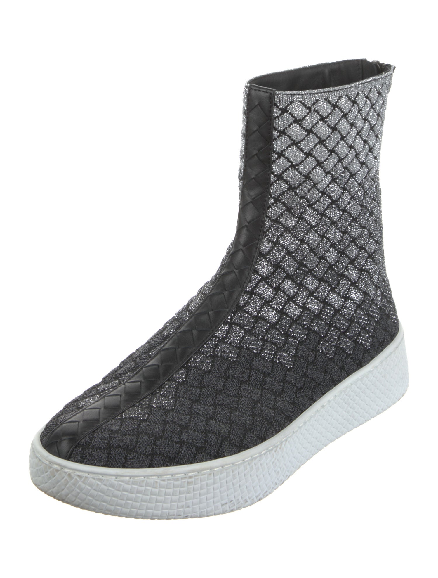 Bottega Veneta Intrecciato Weave Glitter Sock Boots