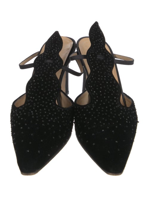 Bottega Veneta Velvet Beaded Accents Slingback Pumps