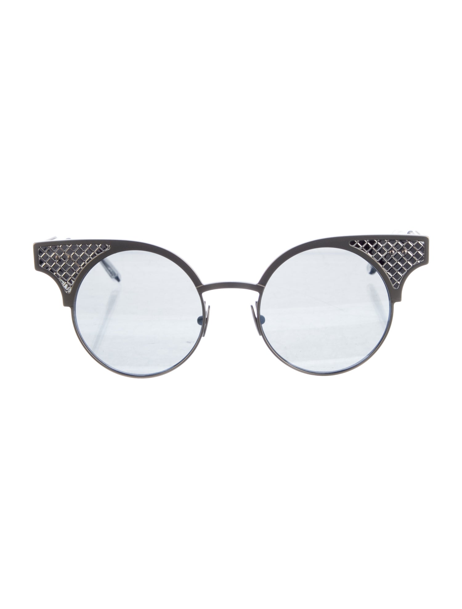 Bottega Veneta Intrecciato Weave Round Sunglasses