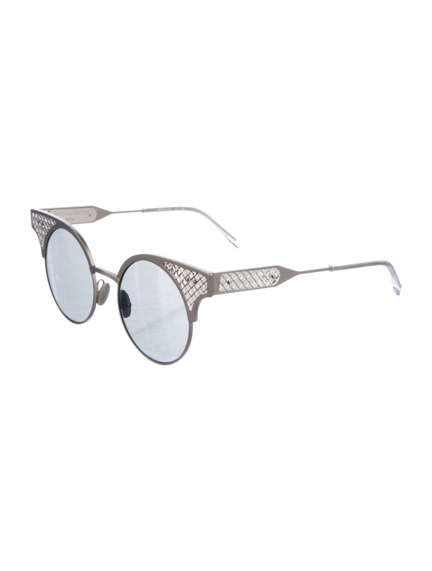 Bottega Veneta Intrecciato Weave Round Sunglasses