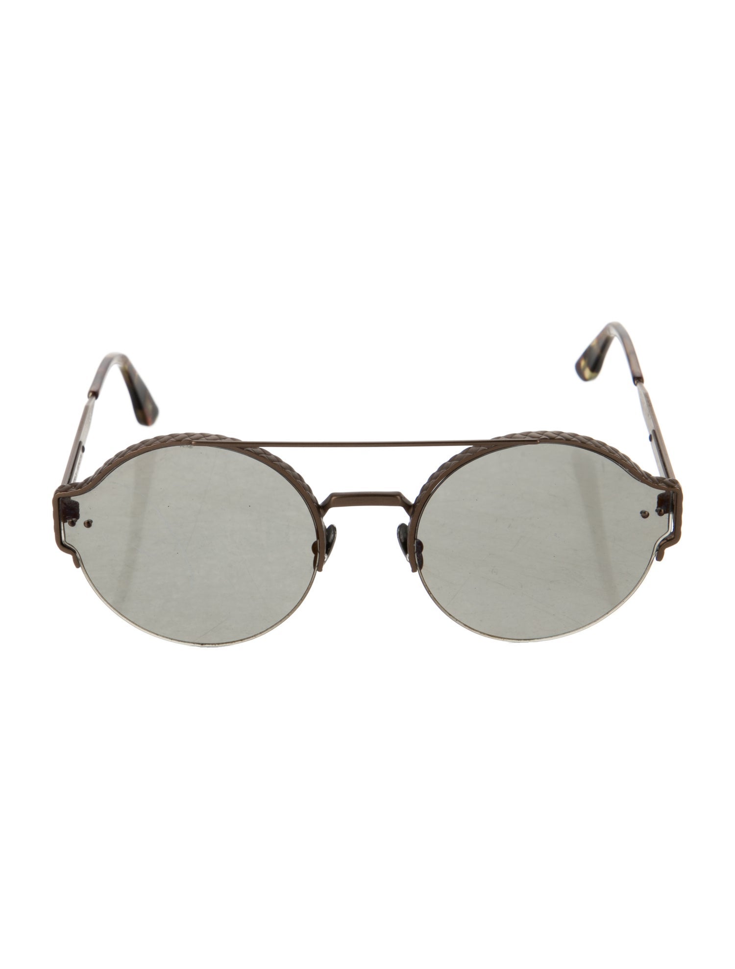 Bottega Veneta Round Mirrored Sunglasses