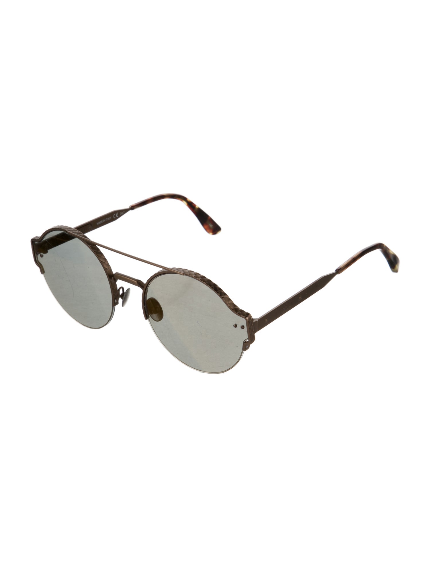 Bottega Veneta Round Mirrored Sunglasses