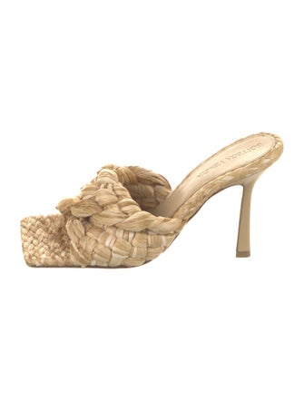 Bottega Veneta Intrecciato Weave Straw Slides
