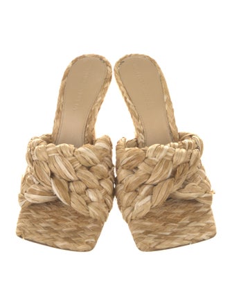 Bottega Veneta Intrecciato Weave Straw Slides