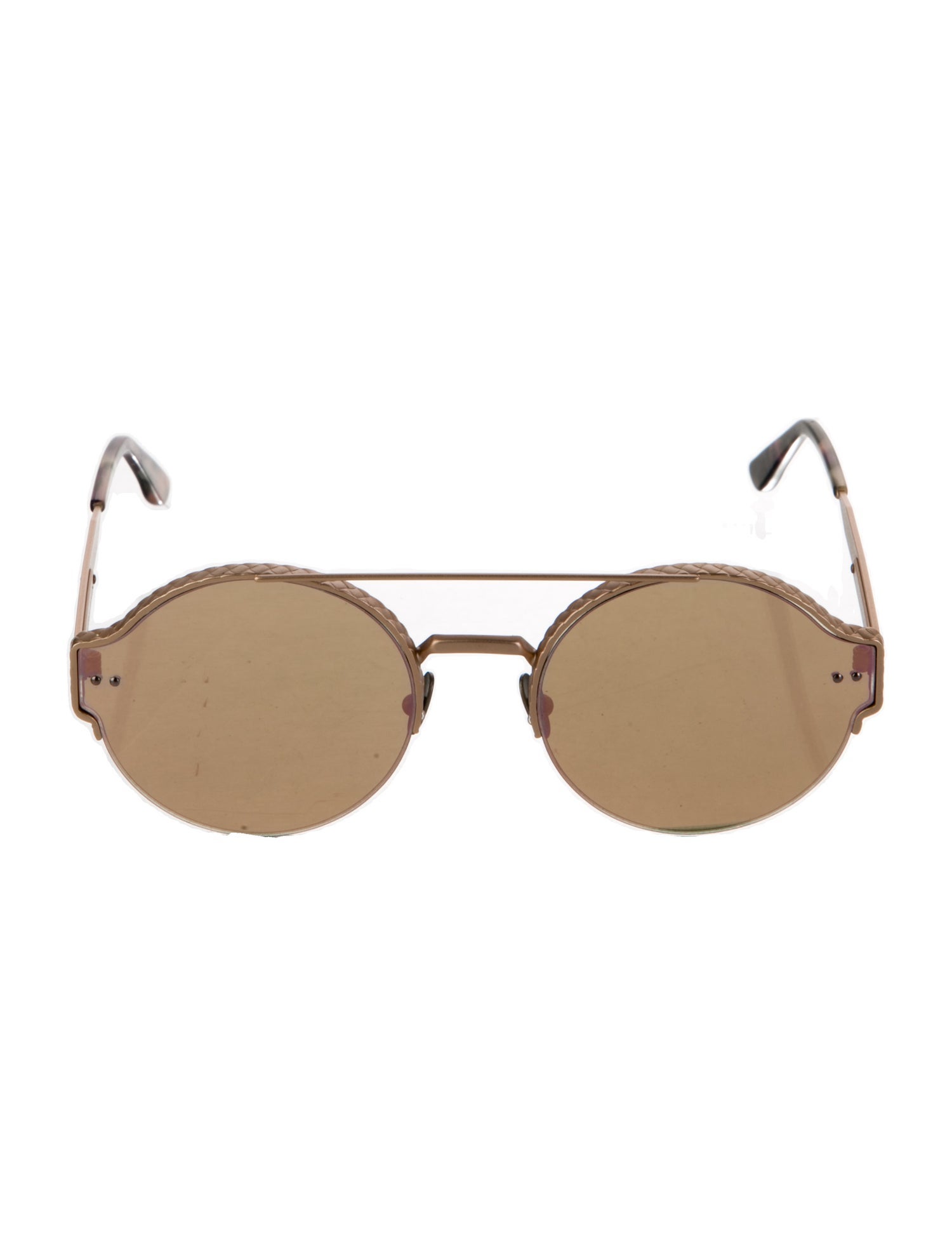 Bottega Veneta Intrecciato Weave Round Sunglasses