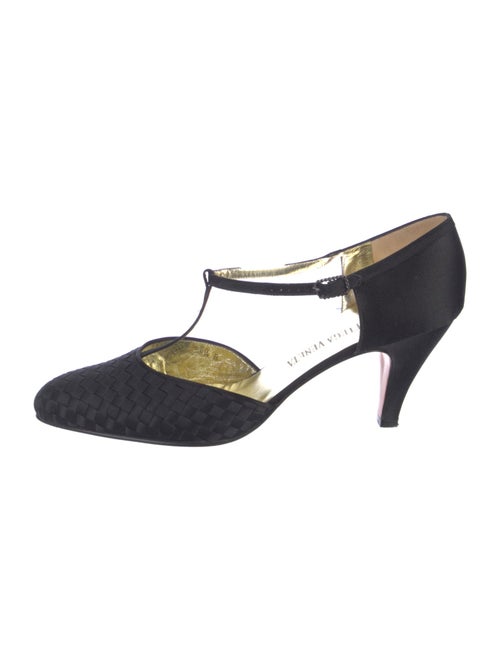 Bottega Veneta Intrecciato Weave Satin T-Strap Pumps