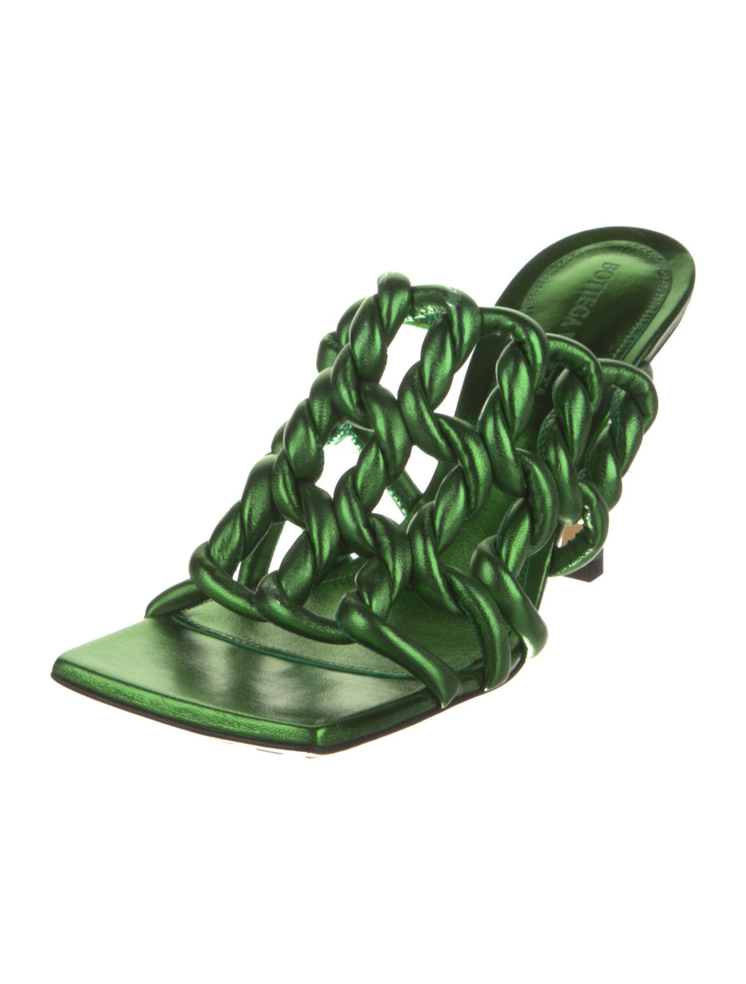 Bottega Veneta Leather Braided Accents Slides