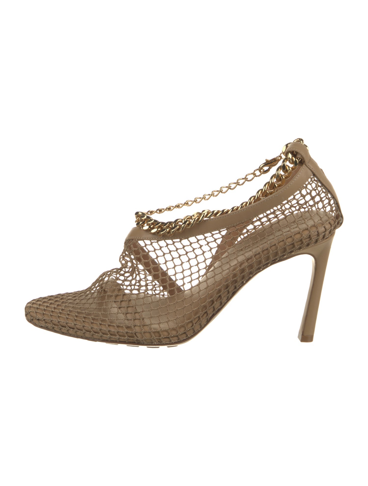 Bottega Veneta Leather Chain-Link Accents Slingback Sandals