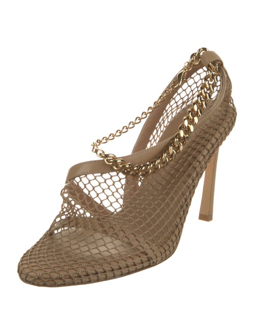 Bottega Veneta Leather Chain-Link Accents Slingback Sandals