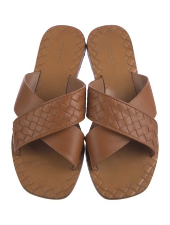 Bottega Veneta Intrecciato Weave Leather Slides