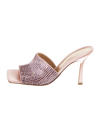 Bottega Veneta Leather Crystal Embellishments Slides