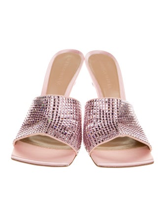 Bottega Veneta Leather Crystal Embellishments Slides