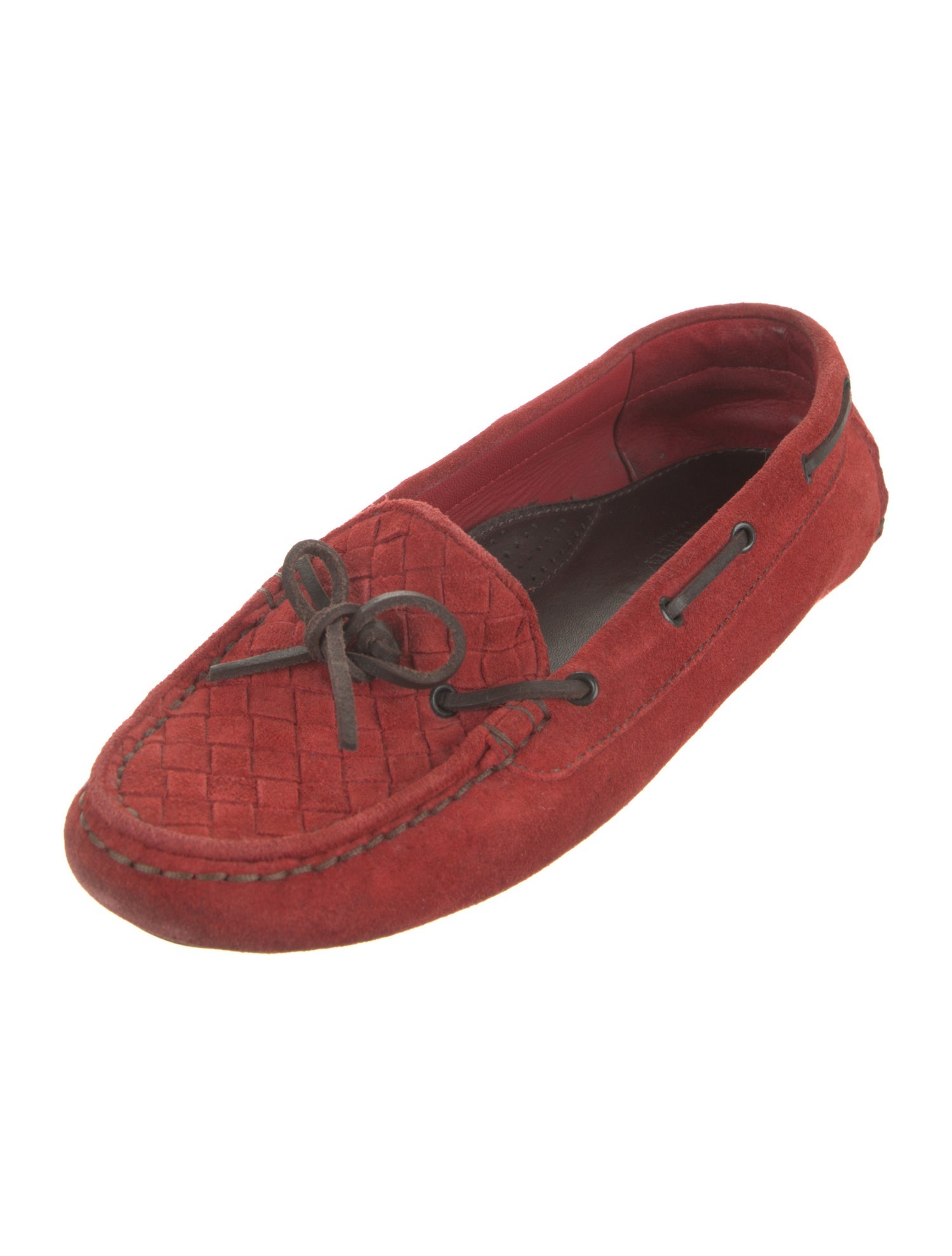 Bottega Veneta Intrecciato Weave Suede Moccasins