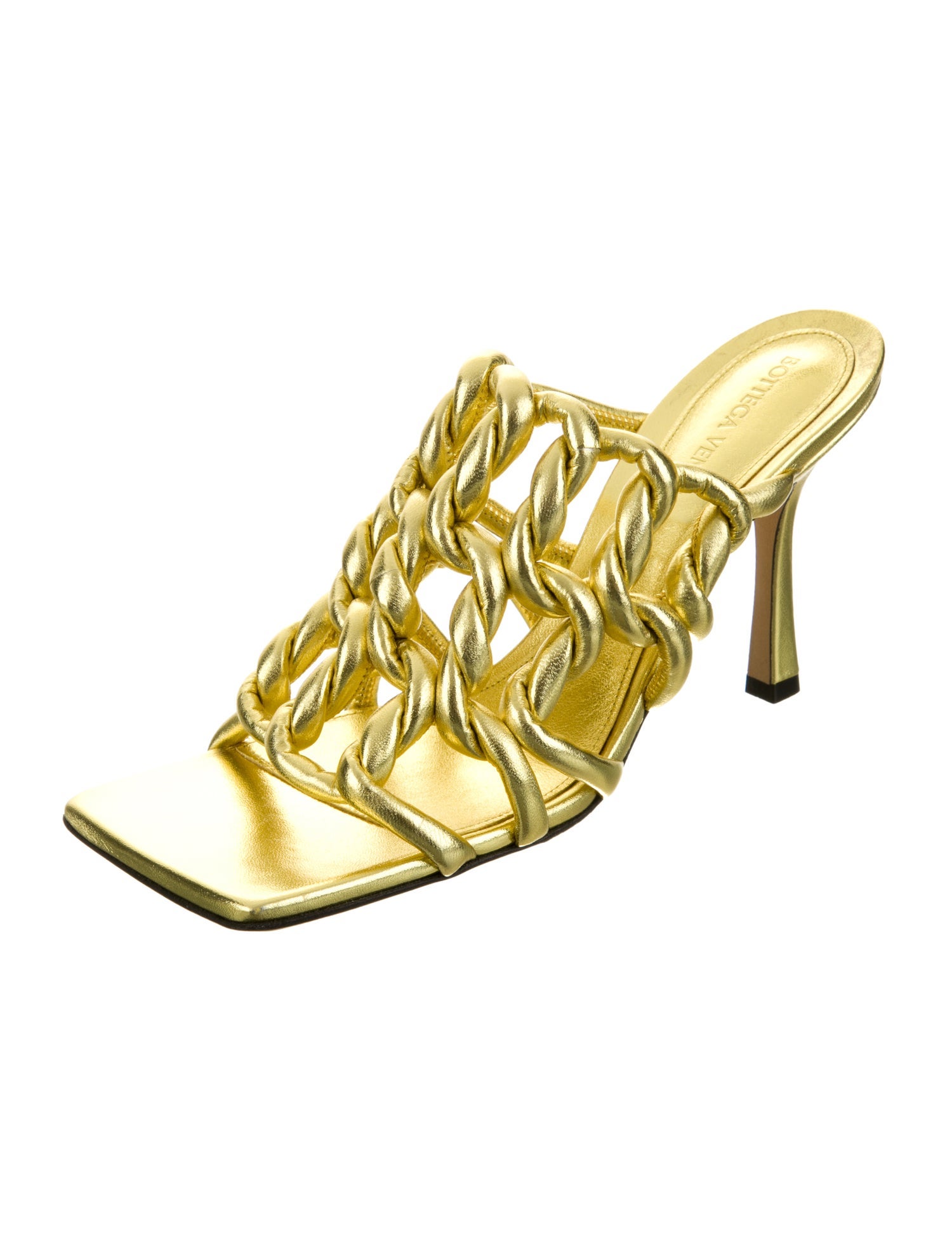 Bottega Veneta Leather Braided Accents Slides