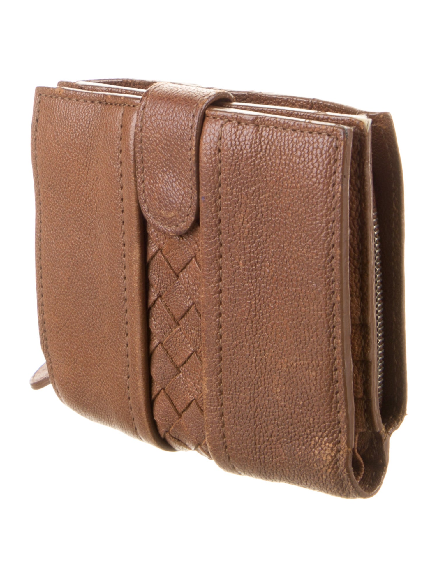 Bottega Veneta Intrecciato Weave Leather French Purse