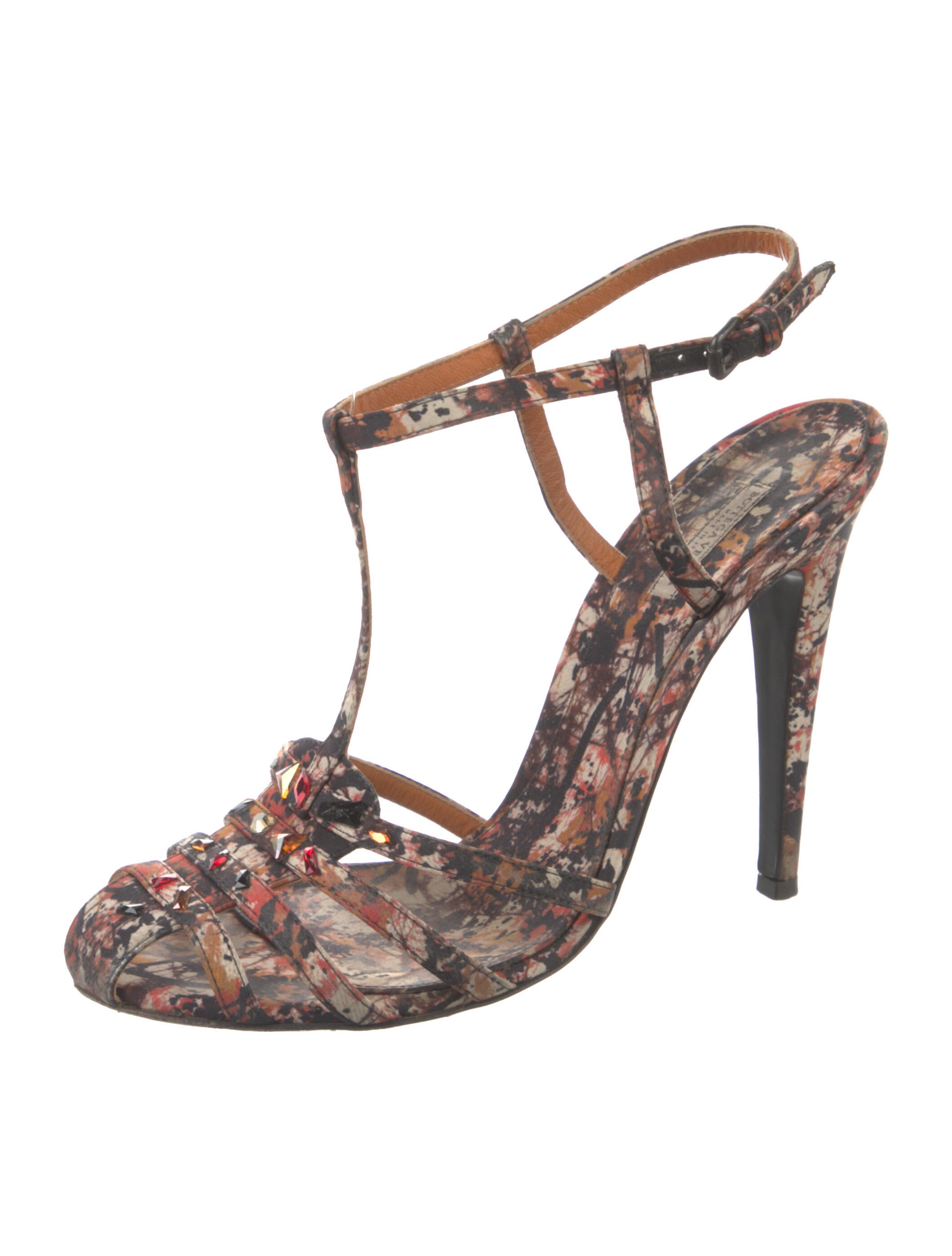 Bottega Veneta Canvas Printed T-Strap Pumps