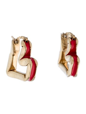 Bottega Veneta Hoop Enamel Heart Earrings