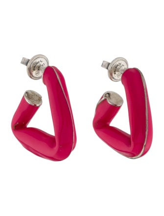 Bottega Veneta Enamel Triangle Hoop Earrings