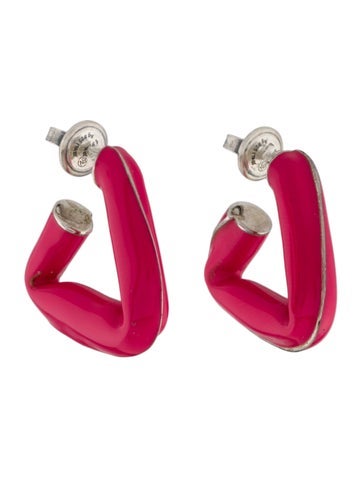 Bottega Veneta Drop Enamel Triangle Hoop Earrings