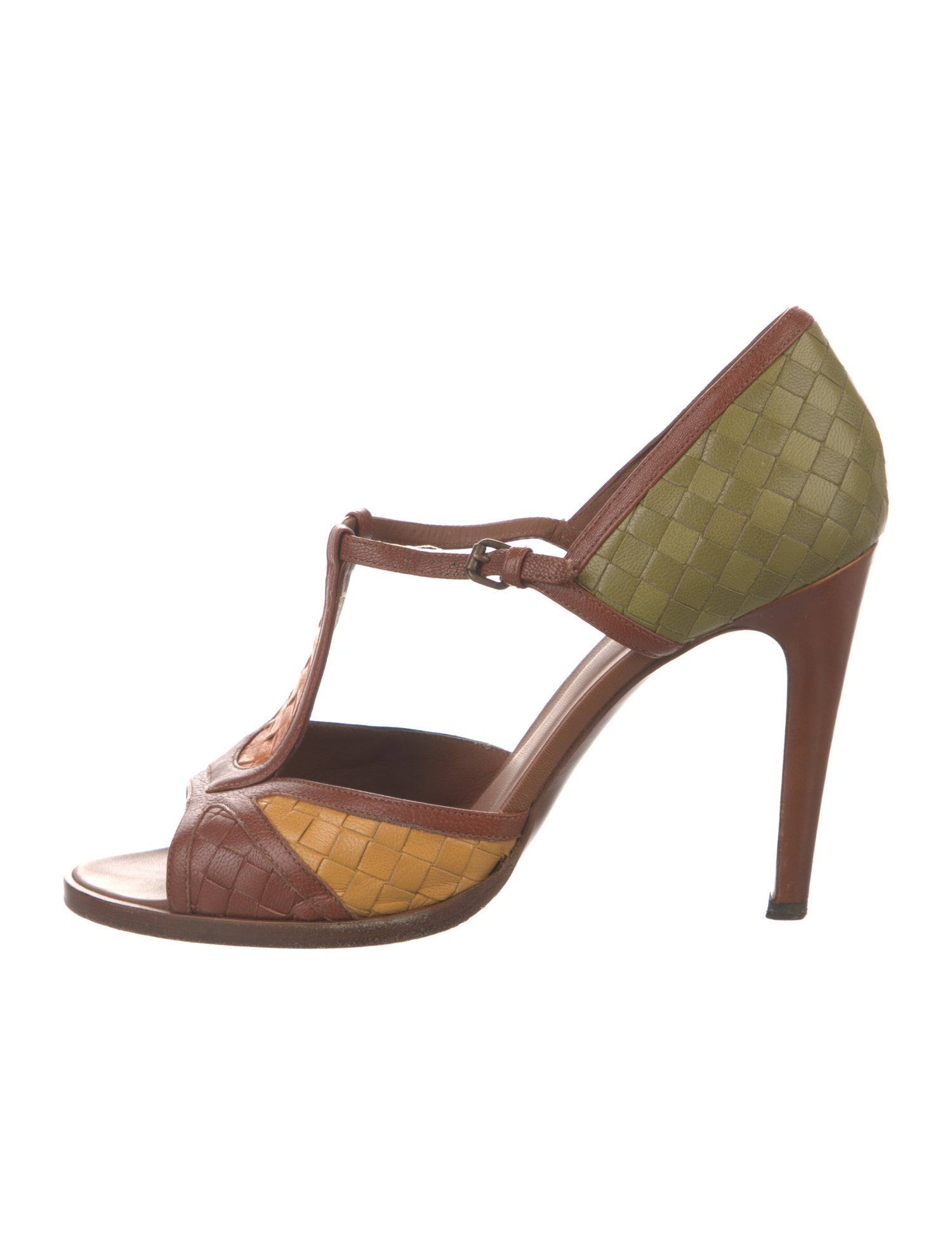 Bottega Veneta Intrecciato Weave Leather T-Strap Pumps