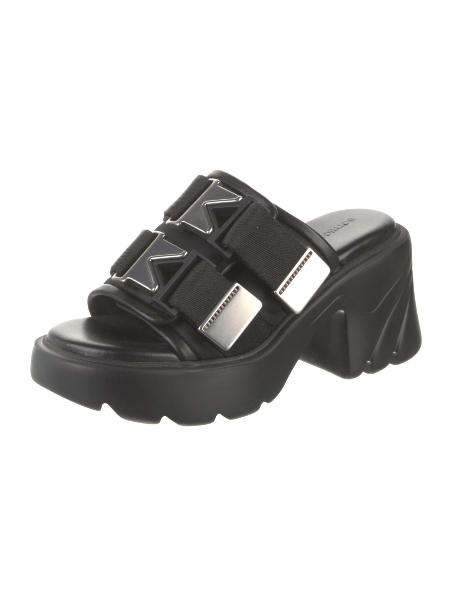 Bottega Veneta Nylon Leather Trim Embellishment Slides