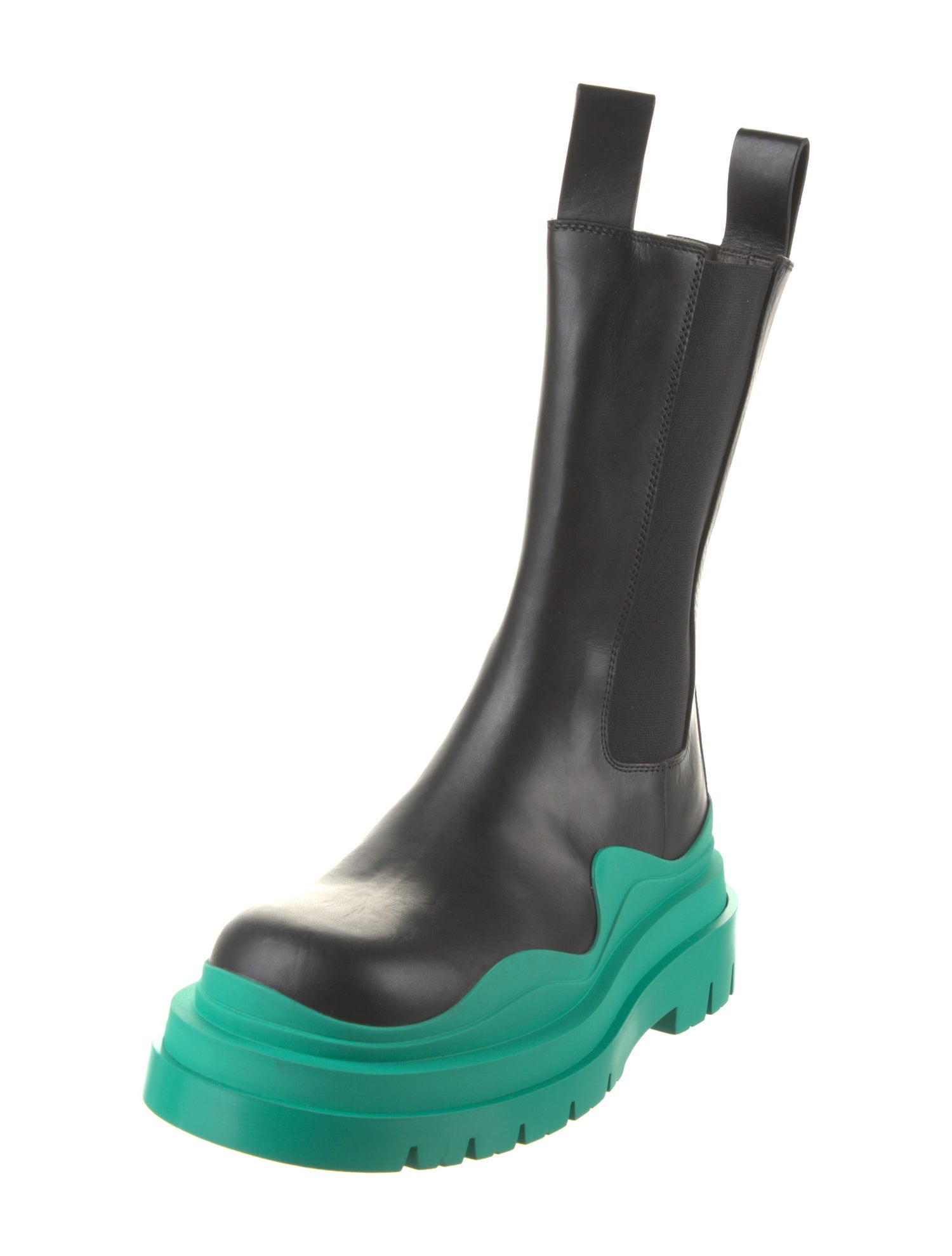 Bottega Veneta Leather Colorblock Pattern Chelsea Boots