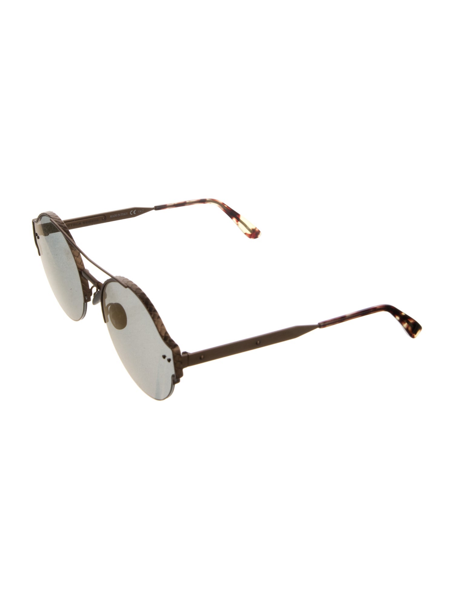Bottega Veneta Round Mirrored Sunglasses